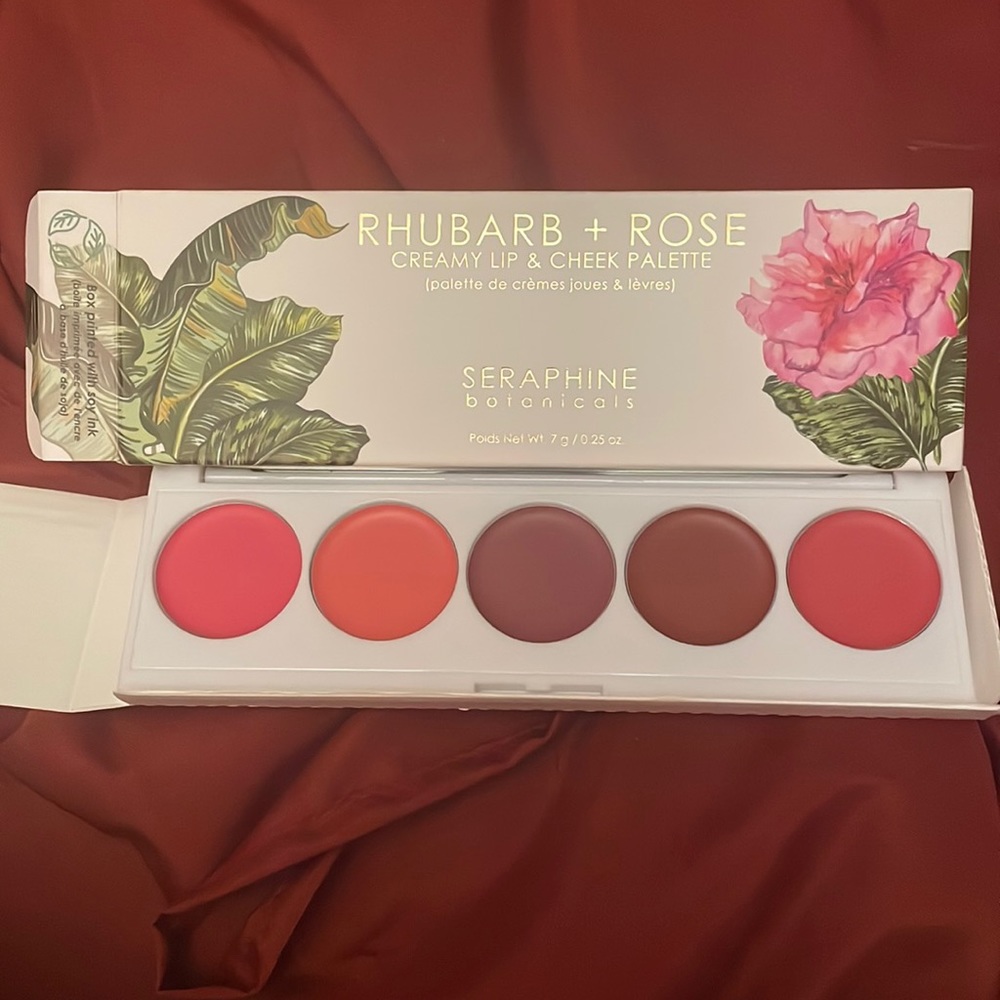Rhubarb & rose lip& cheek palette